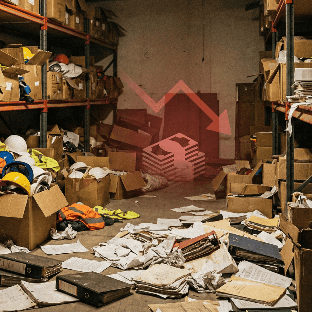 Bodega de EPP desordenada y dinero perdiéndose