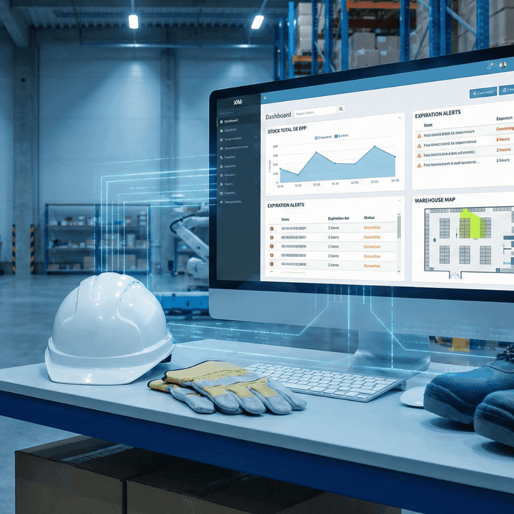Dashboard de control de inventario EPP y Kardex digital en Verifty