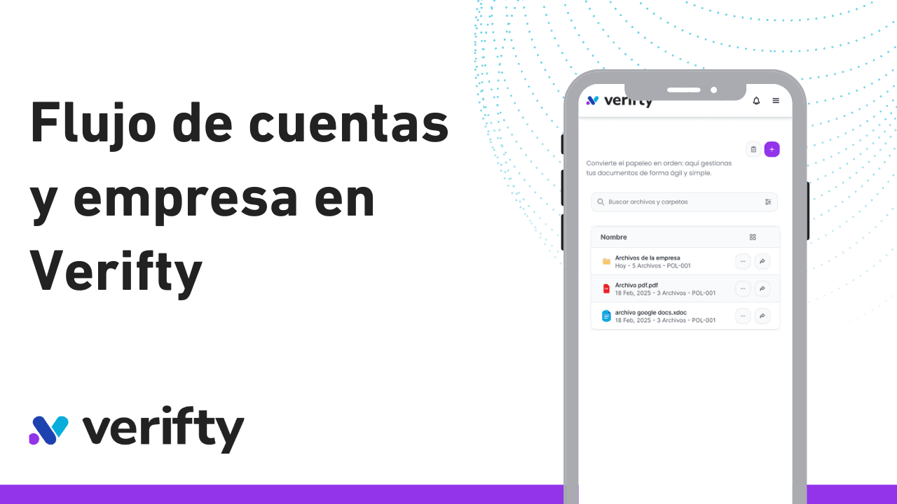 Flujo de cuentas y empresa en Verifty